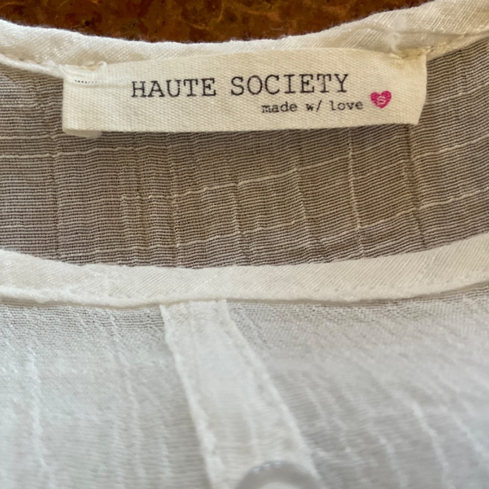 Haute Society Cold-Shoulder Long-Sleeve Blouse. White Size S - Picture 5 of 10